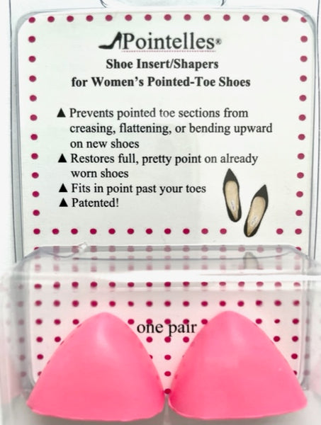small foam shoe inserts that fit into the tip of women's pointed-toe shoes to smooth and prevent creases